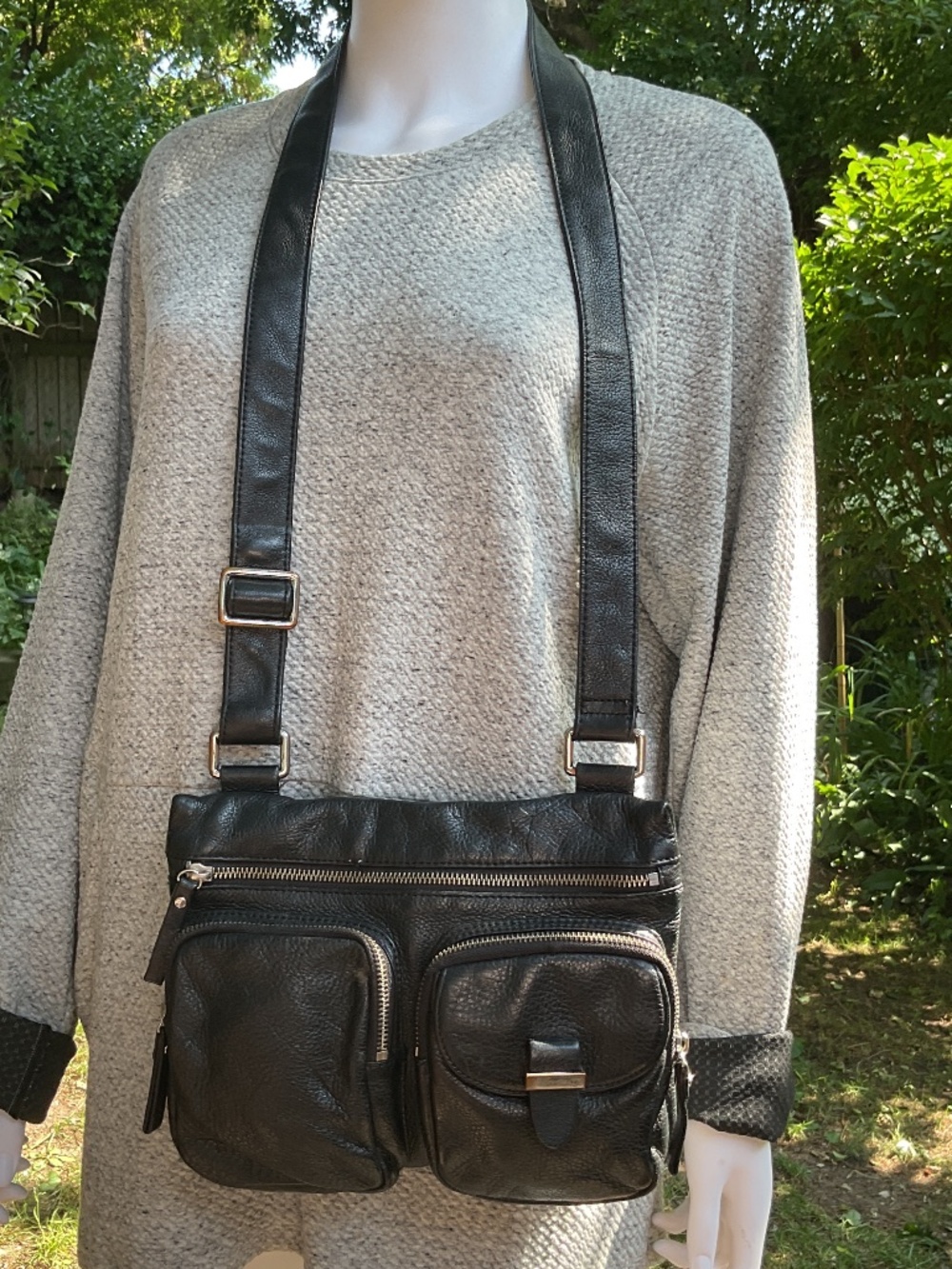 Vintage Danier Black Leather Crossbody Bag
